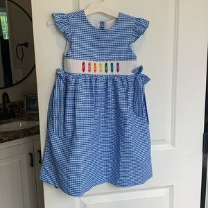 Classic Whimsy crayon smock gingham school dress